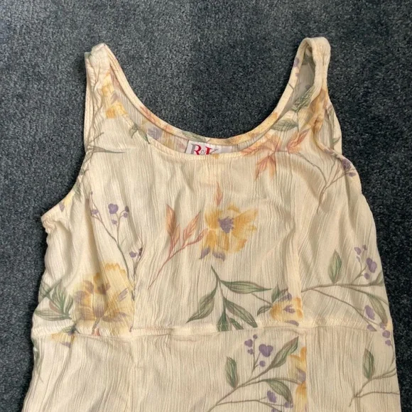 R&K Women's 8 Vintage Small Crepe Rayon Floral Cream Spring Summer Sun Dress - Picture 4 of 4
